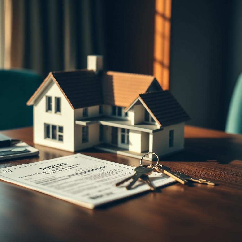 Architectural house model with keys and title deed representing Mauritius property tax and registration duty