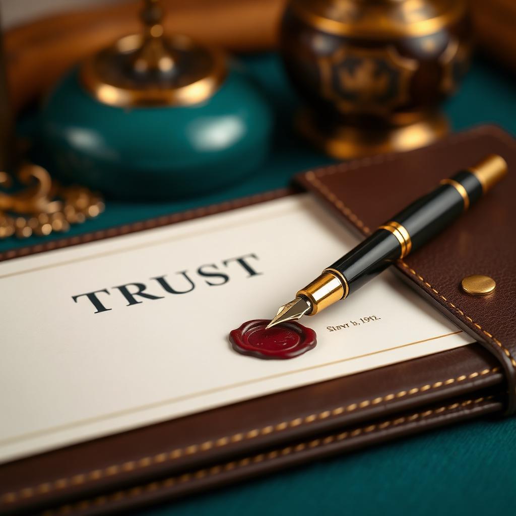 Elegant trust deed with wax seal and fountain pen representing Mauritius trusts and foundations